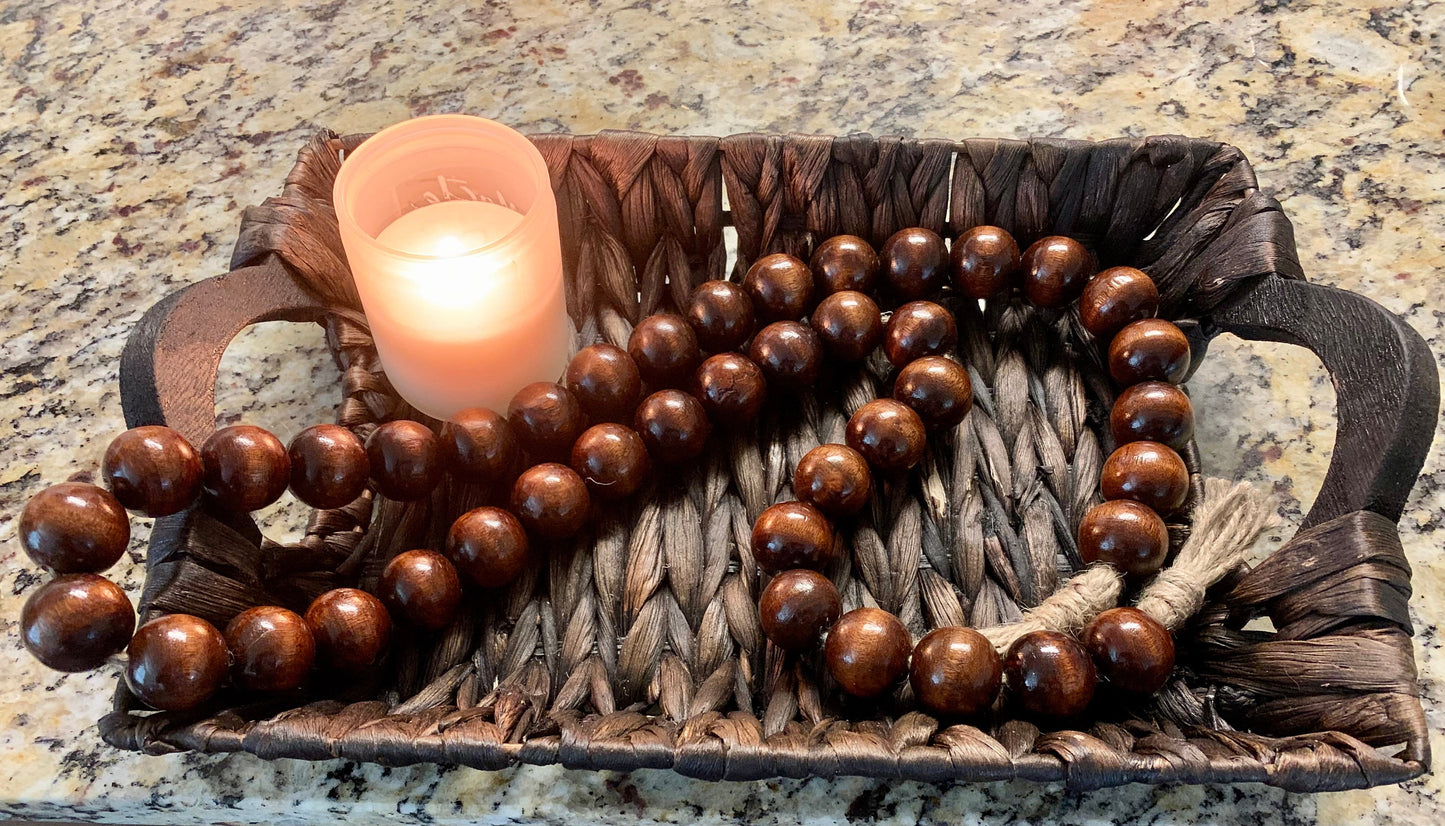 Mahogany Wood Bead Garland