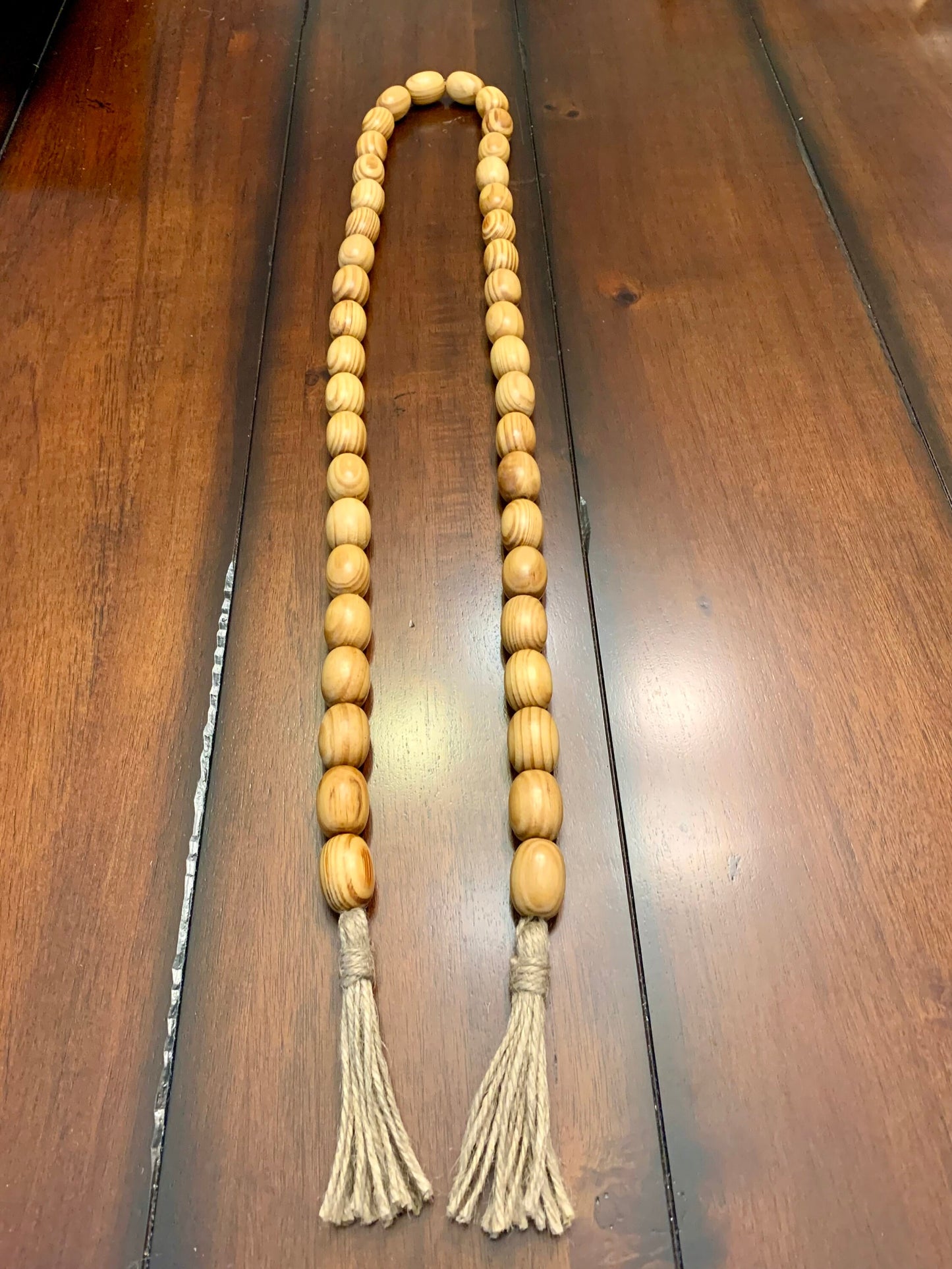 Natural Oval Wood Beaded Garland