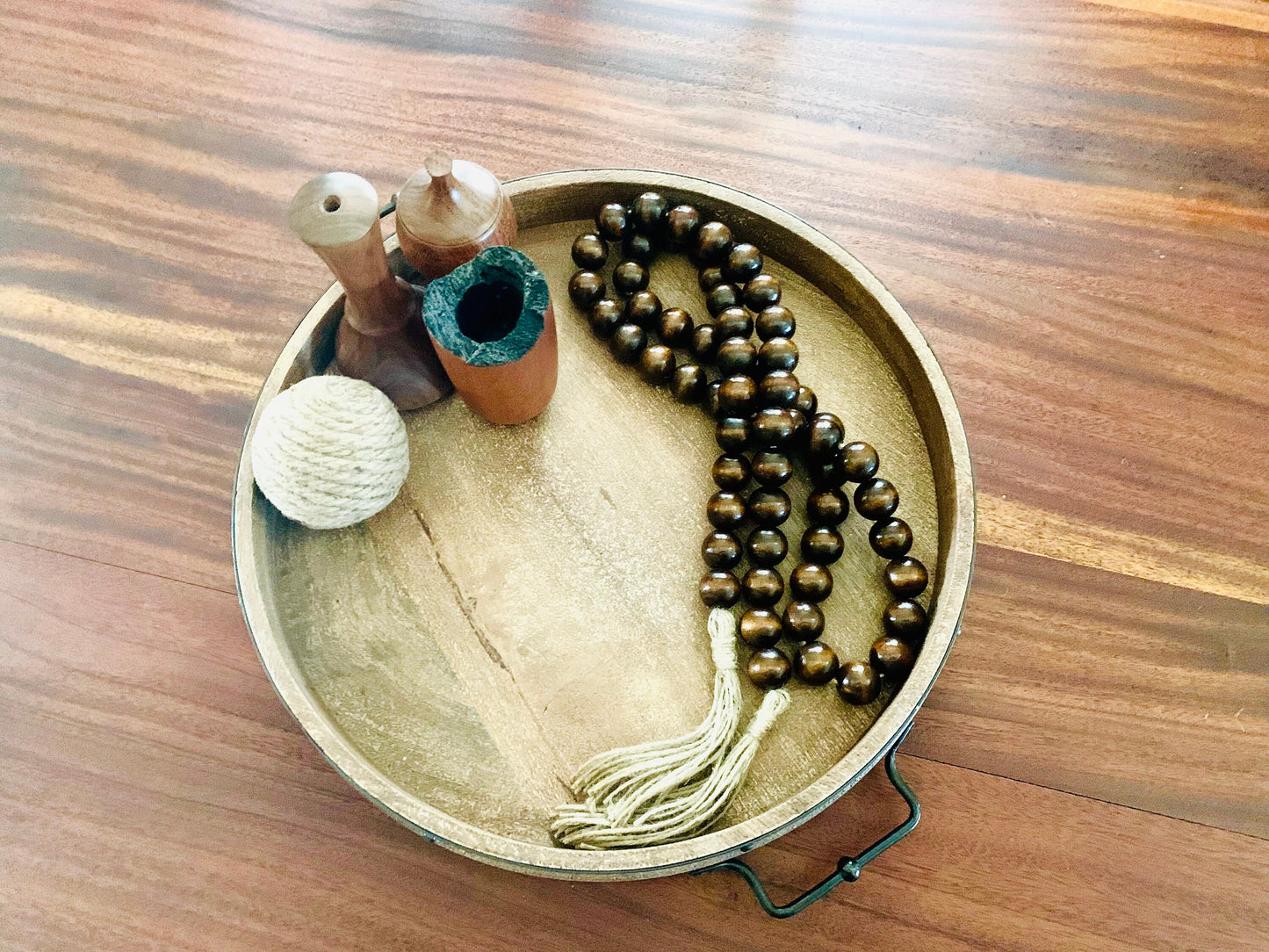 Mahogany Wood Bead Garland