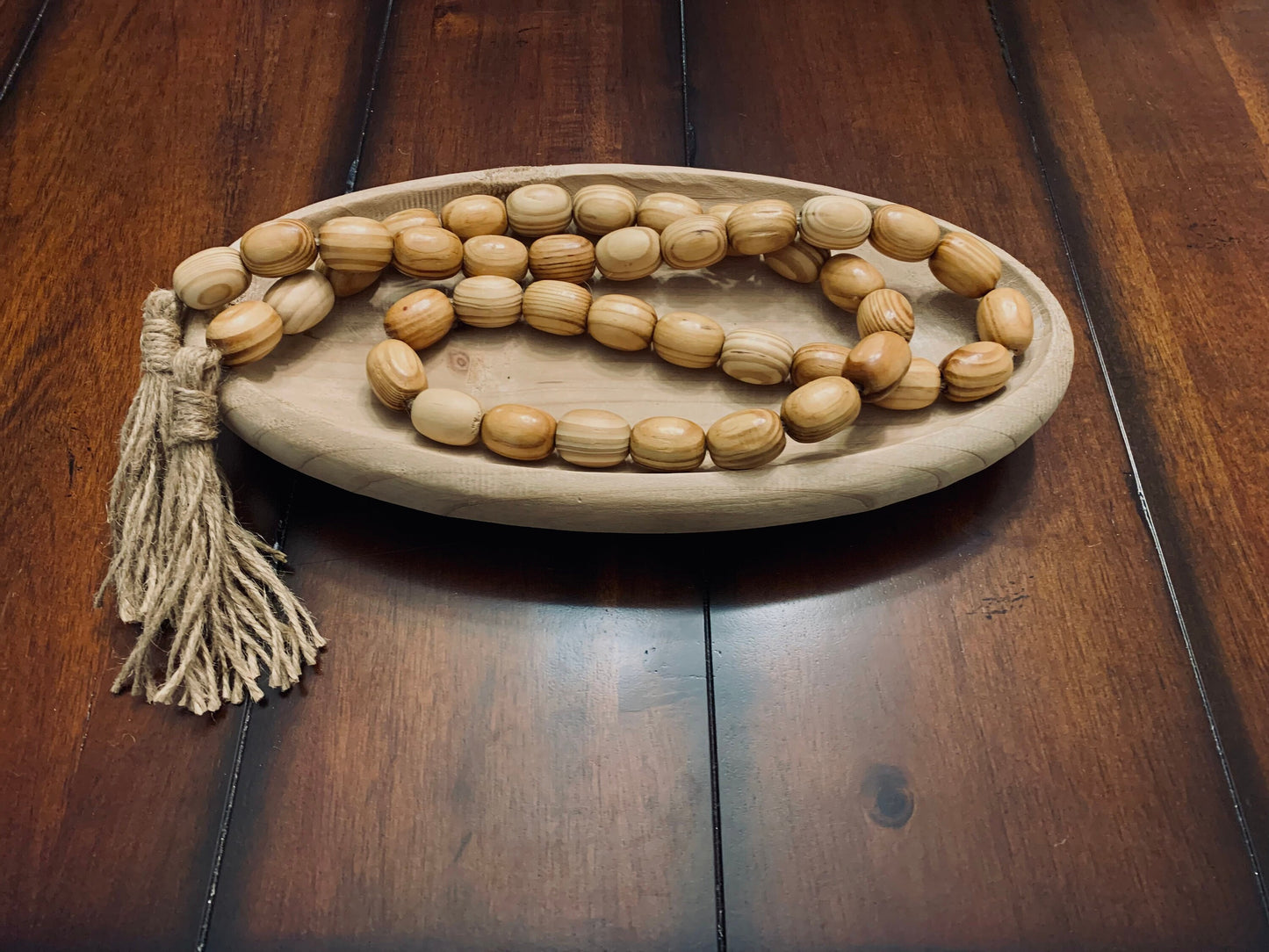 Natural Oval Wood Beaded Garland