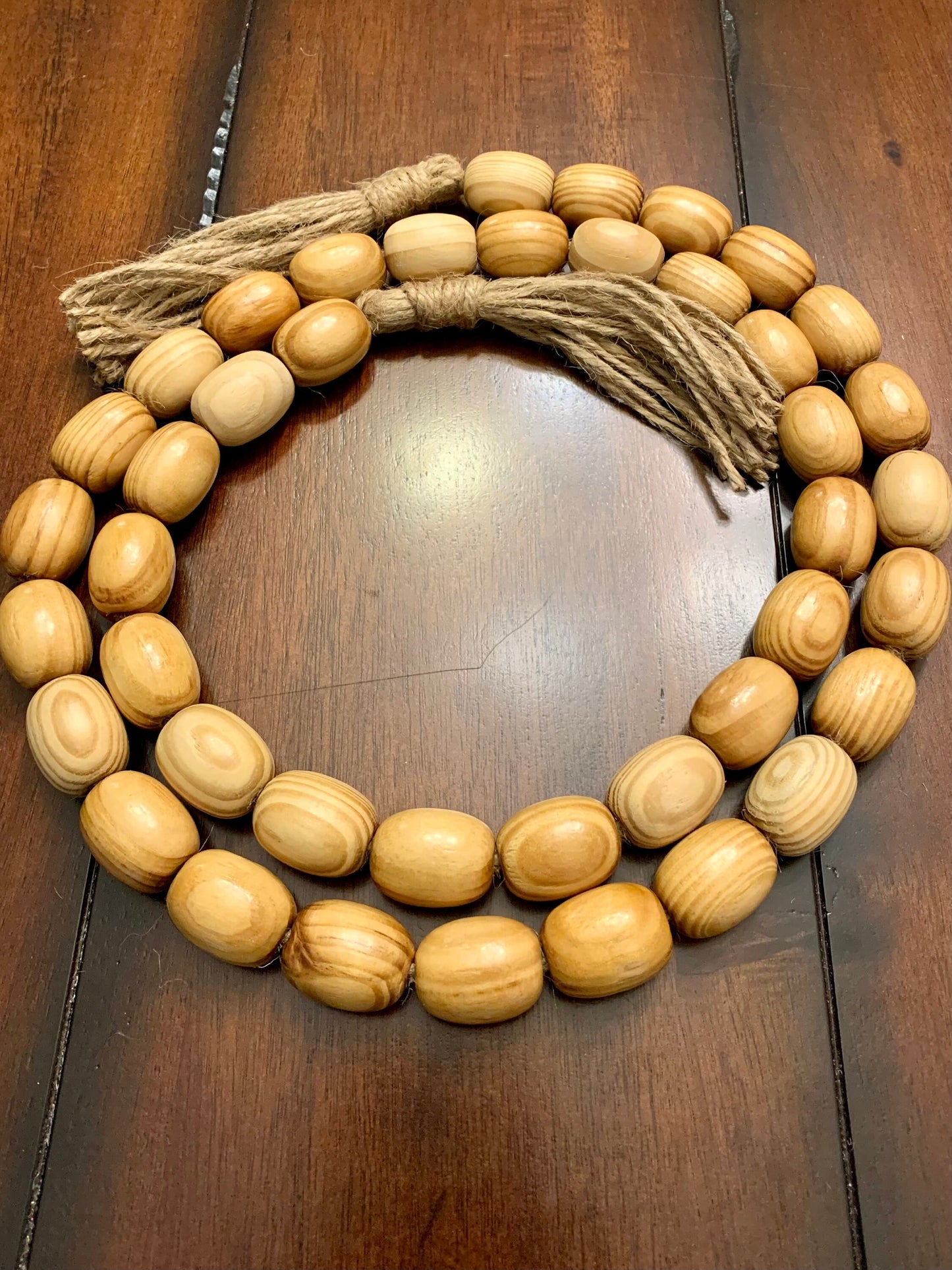 Natural Oval Wood Beaded Garland