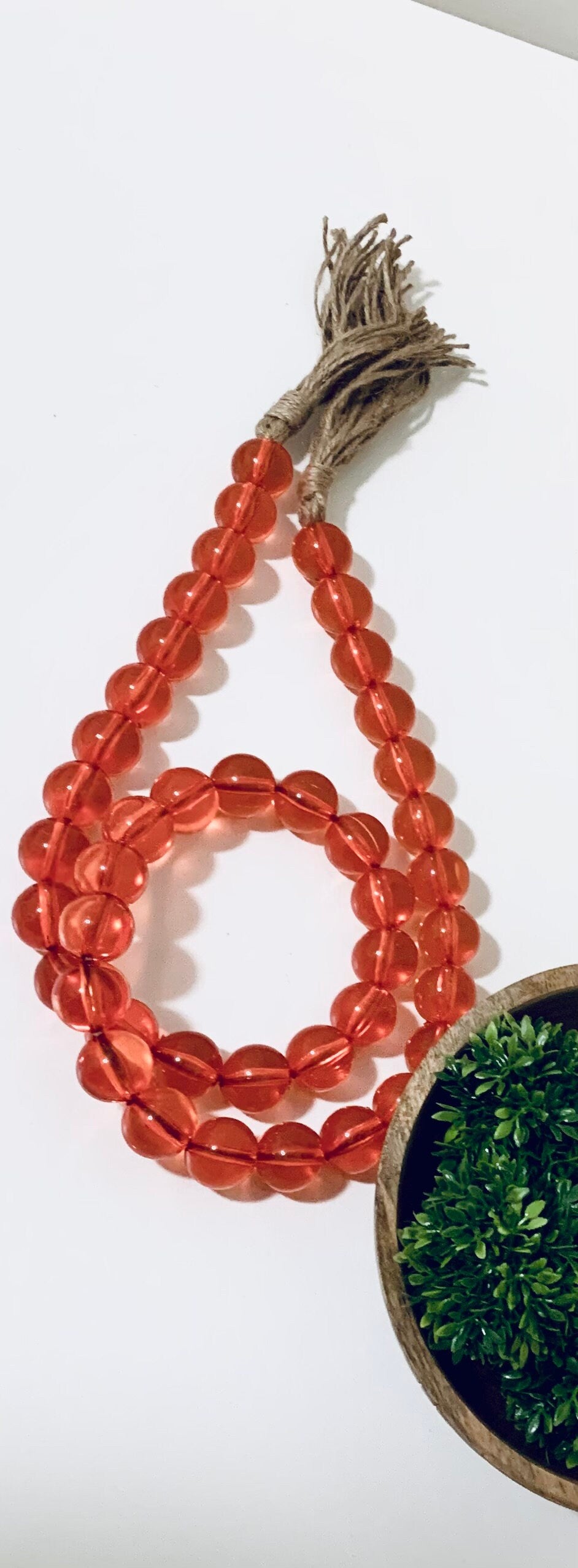 Gemstone Beaded Garland | Red Crystal Glass Beads with Tassels Garland