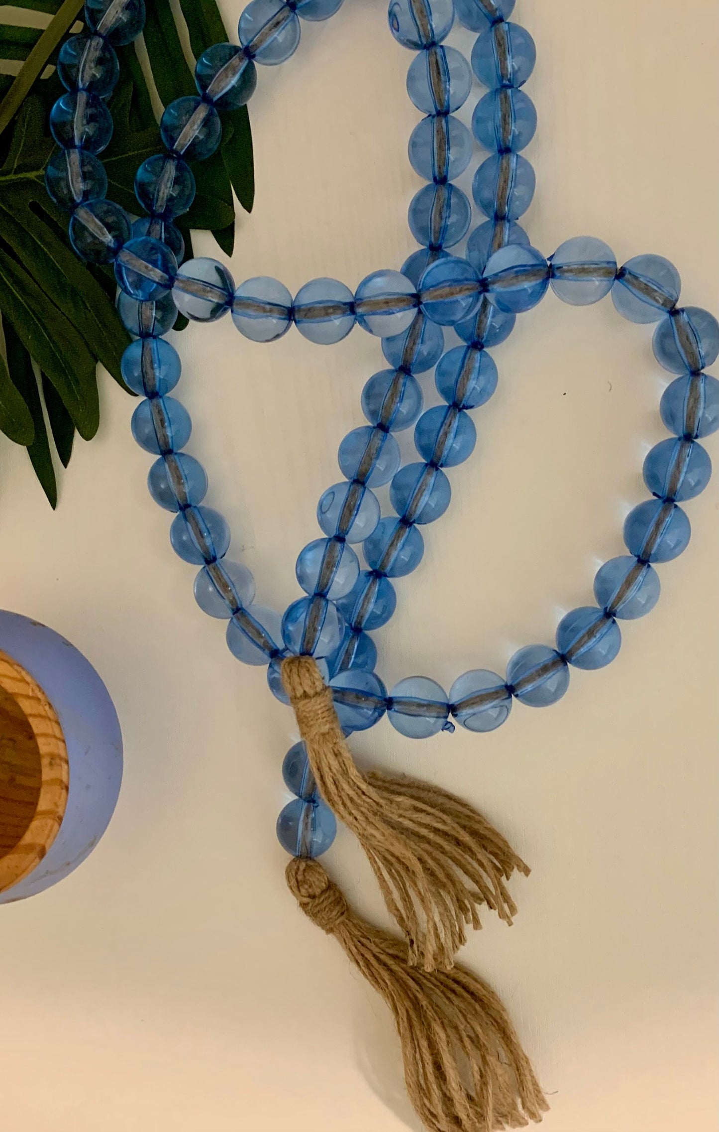 Gemstone Beaded Garland | Blue Crystal Beaded Garland with Tassels