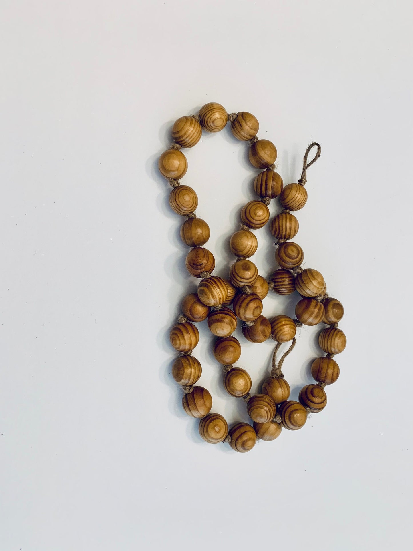 Natural Wood Bead Garland with Hanging Loops