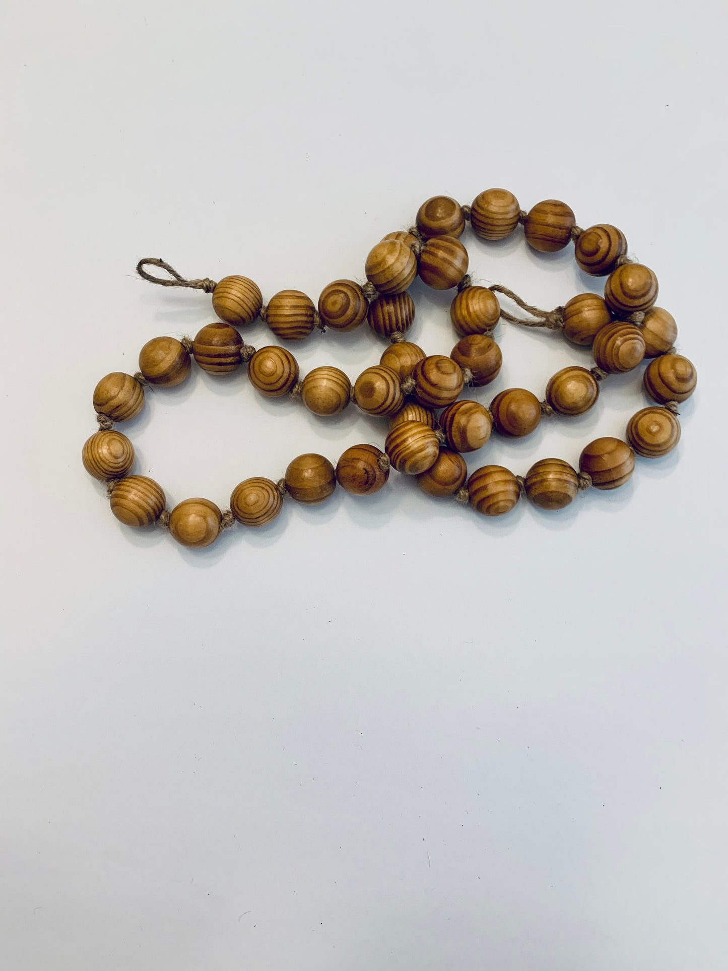 Natural Wood Bead Garland with Hanging Loops