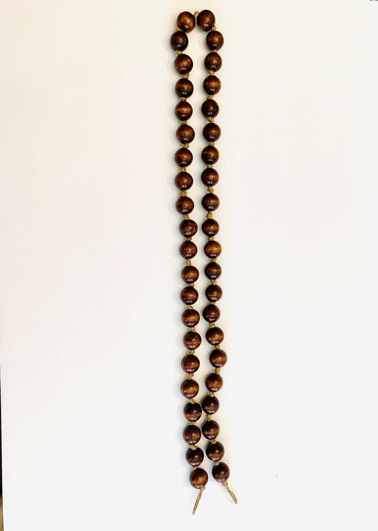 Mahogany Wood Bead Garland with Hanging Loops