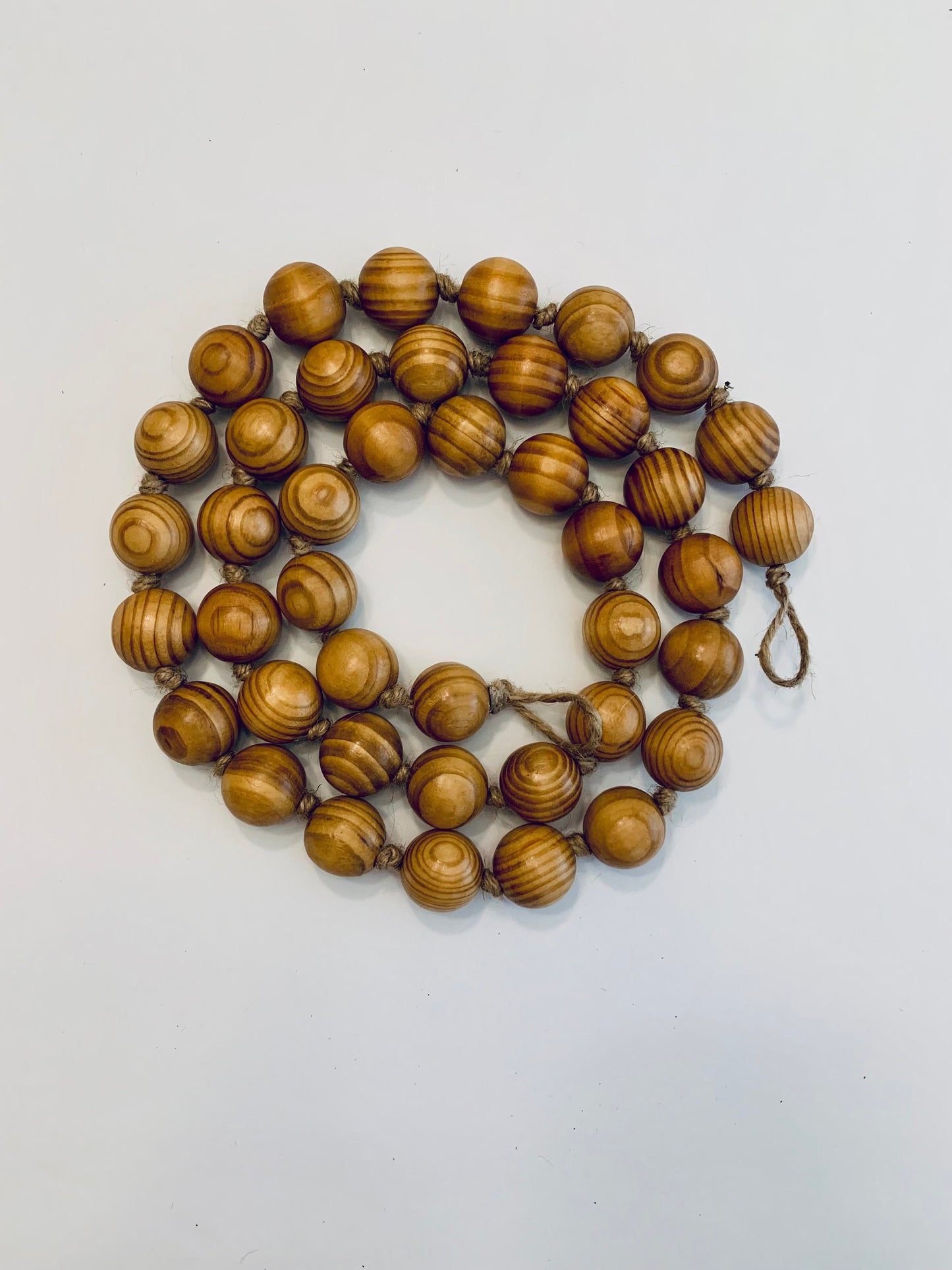 Natural Wood Bead Garland with Hanging Loops