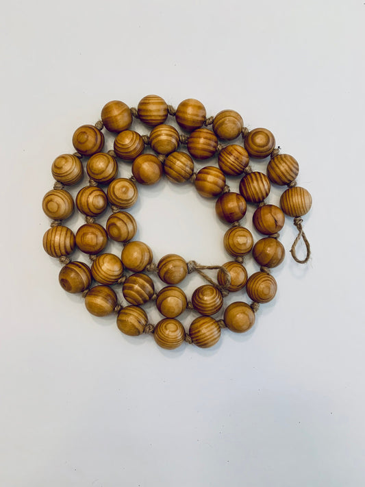 Natural Wood Bead Garland with Hanging Loops