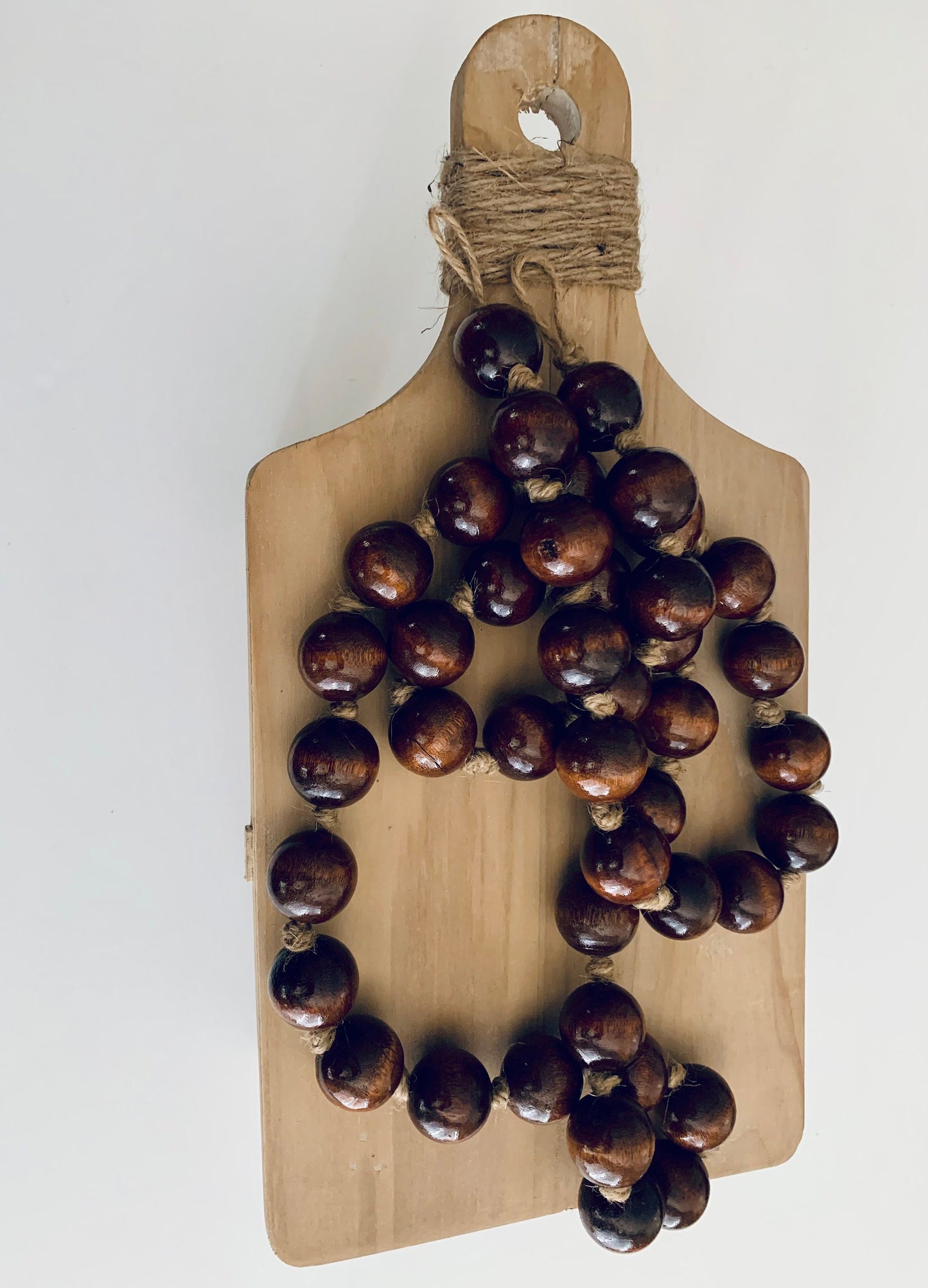 Mahogany Wood Bead Garland with Hanging Loops