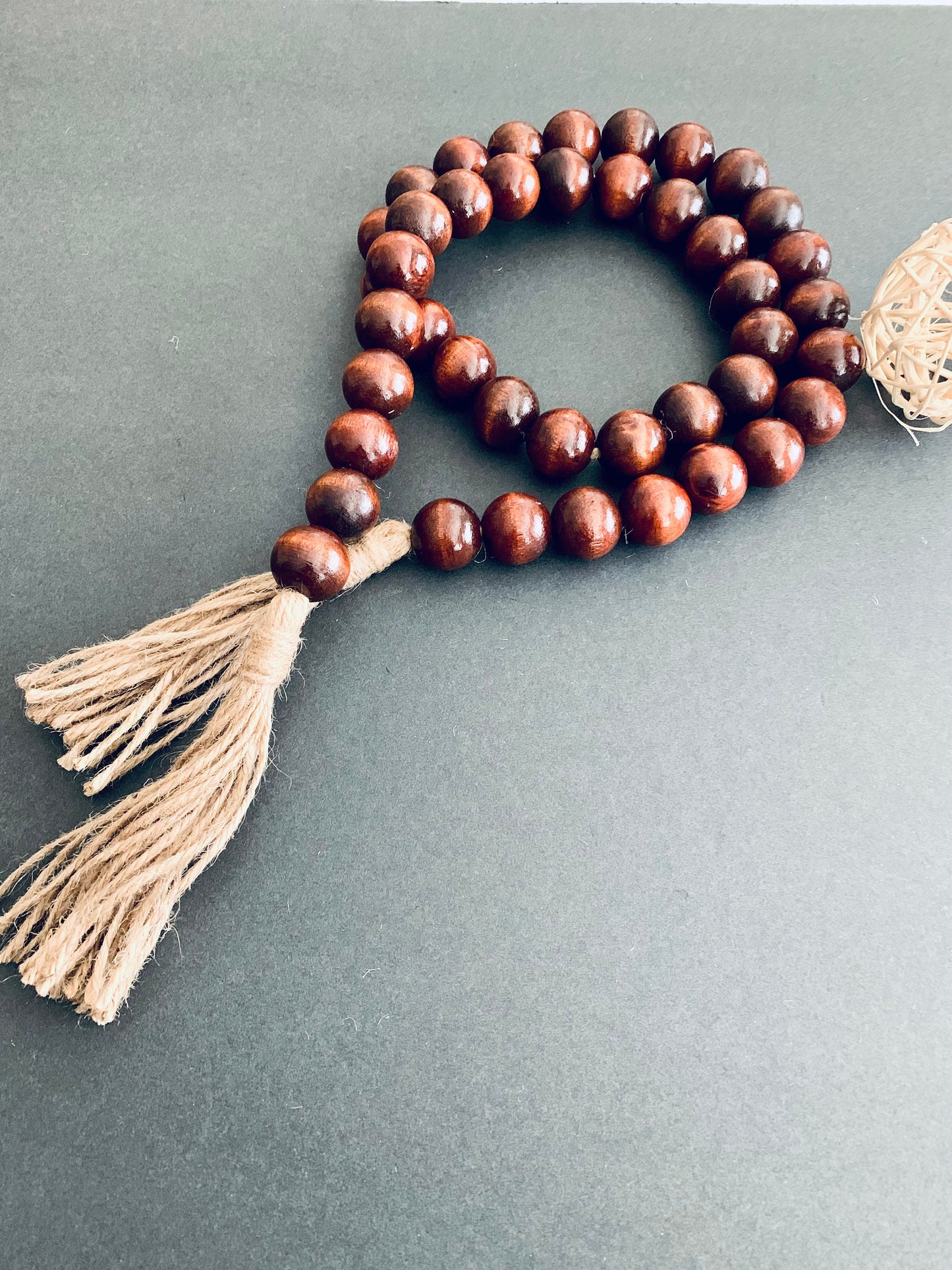 Mahogany Wood Bead Garland