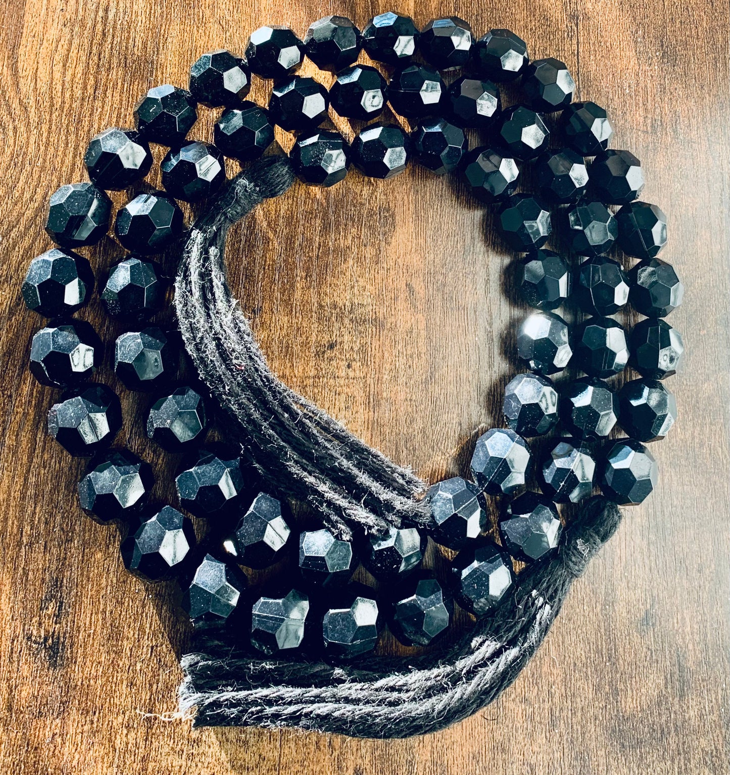 Gemstone Beaded Garland | Black Faucet Crystal Garland with Tassels